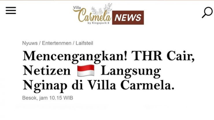 Mencengangkan! THR Cair, Netizen Langsung Menginap di Villa Carmela!